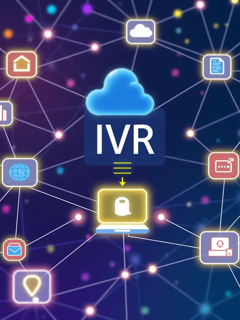 An image depicting the integration of an IVR system with various platforms, such as CRM and help desk software, highlighting Ultimate IT's IVR Integration service.